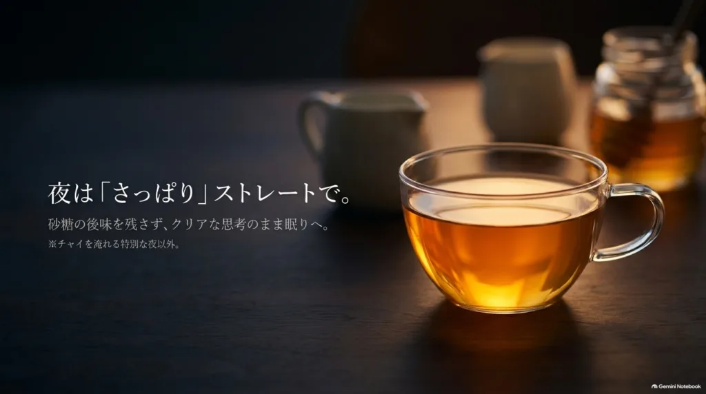 ストレートの紅茶と、ミルクとはちみつ